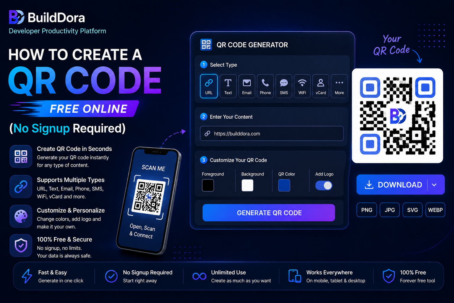 How to create a QR code free in 10 seconds — BuildDora
