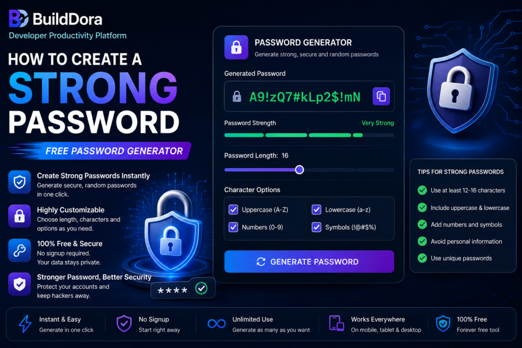 How to Create a Strong Password — Free Password Generator Builddora Builddora